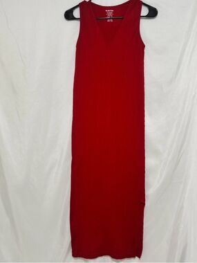 Red Knit Bodycon Maxi Dress